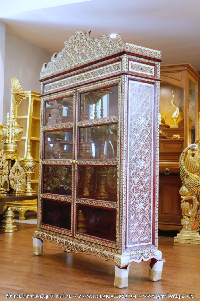 ตู้พระธรรมใส่พระไตรปิฎก91เล่มภาษาไทย